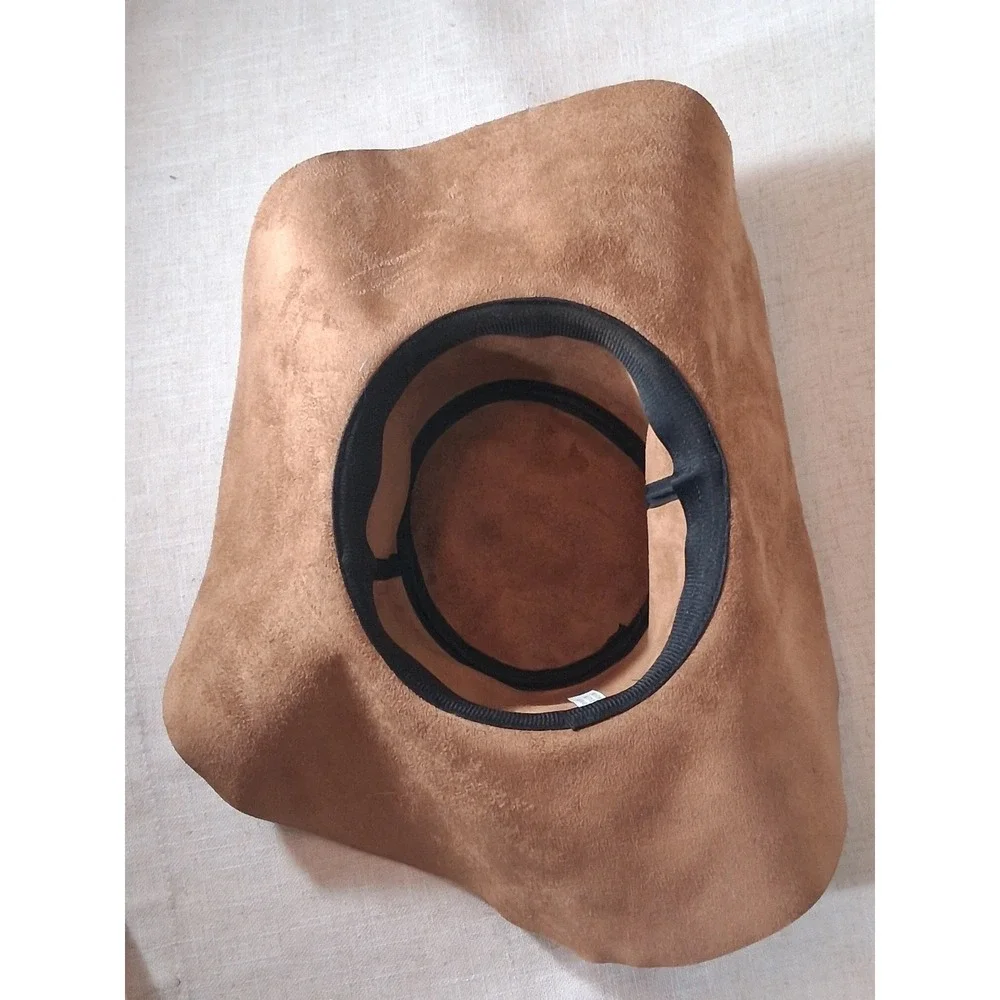 Tan Brown Faux Suede Floppy Sun Hat Wide Brim Boho Festival Summer Accessory